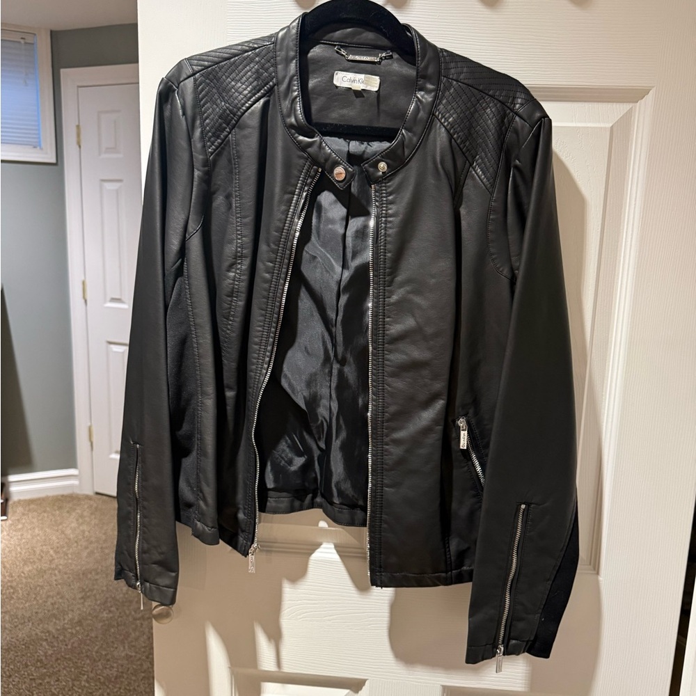 Calvin Klein Women's Sleek Black Leather Jacket